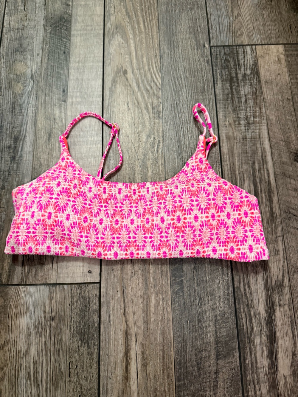 Pink & Coral Textured Bikini Top